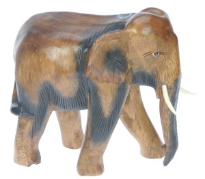 YO53 - Hand Carved Elephant - Large (Height 21cm)  (Pack Size 3)